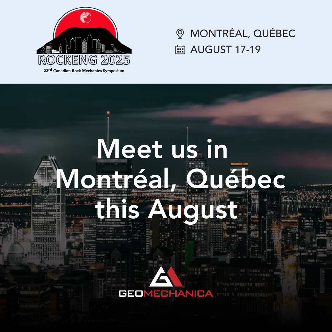 Geomechanica is attending #RockEng2025 to be held in Montreal, Quebec from August 17-19, 2025! We will be exhibiting at the conference – stop by our booth to learn how #IRAZU can address the most challenging rock mechanics problems.

rockeng2025.com