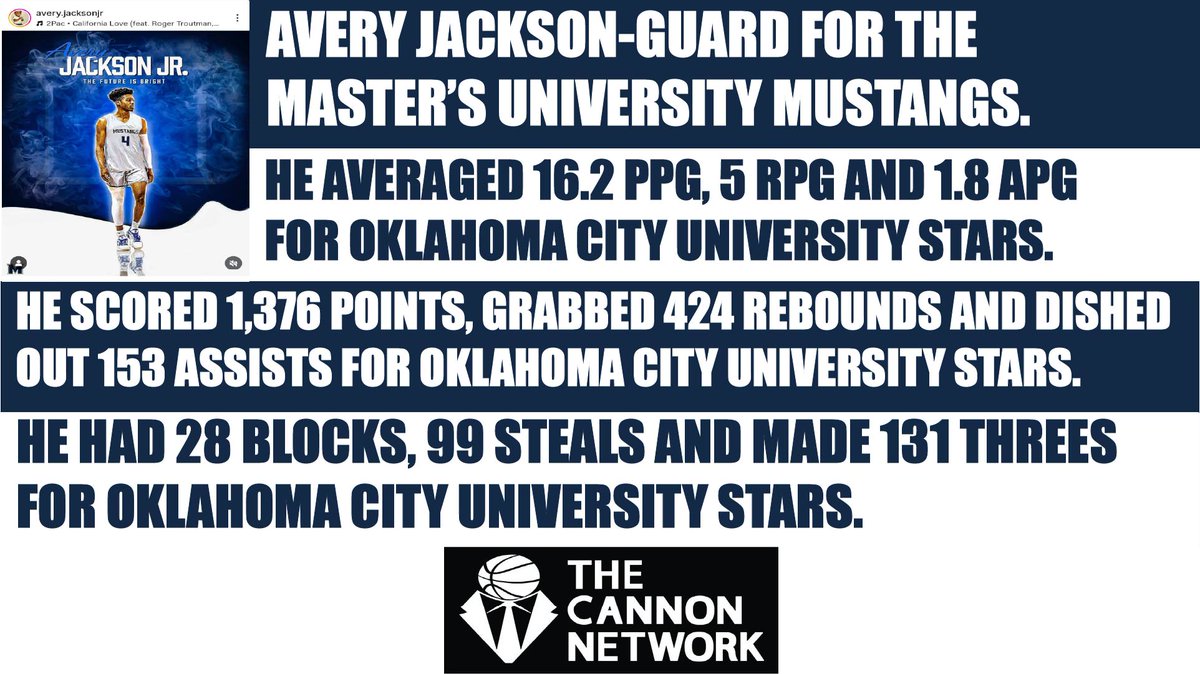 <a href="/Avery_Jackson22/">Avery Jackson Jr</a> transfers to
<a href="/TMUAthletics/">Master’s Athletics</a> <a href="/troyleaf/">Troy Leaf</a> <a href="/mastersuniv/">The Master's University</a> <a href="/TMUMBB/">Mustang Basketball</a>
thecannonnetwork.com #basketball #TheCannonNetwork