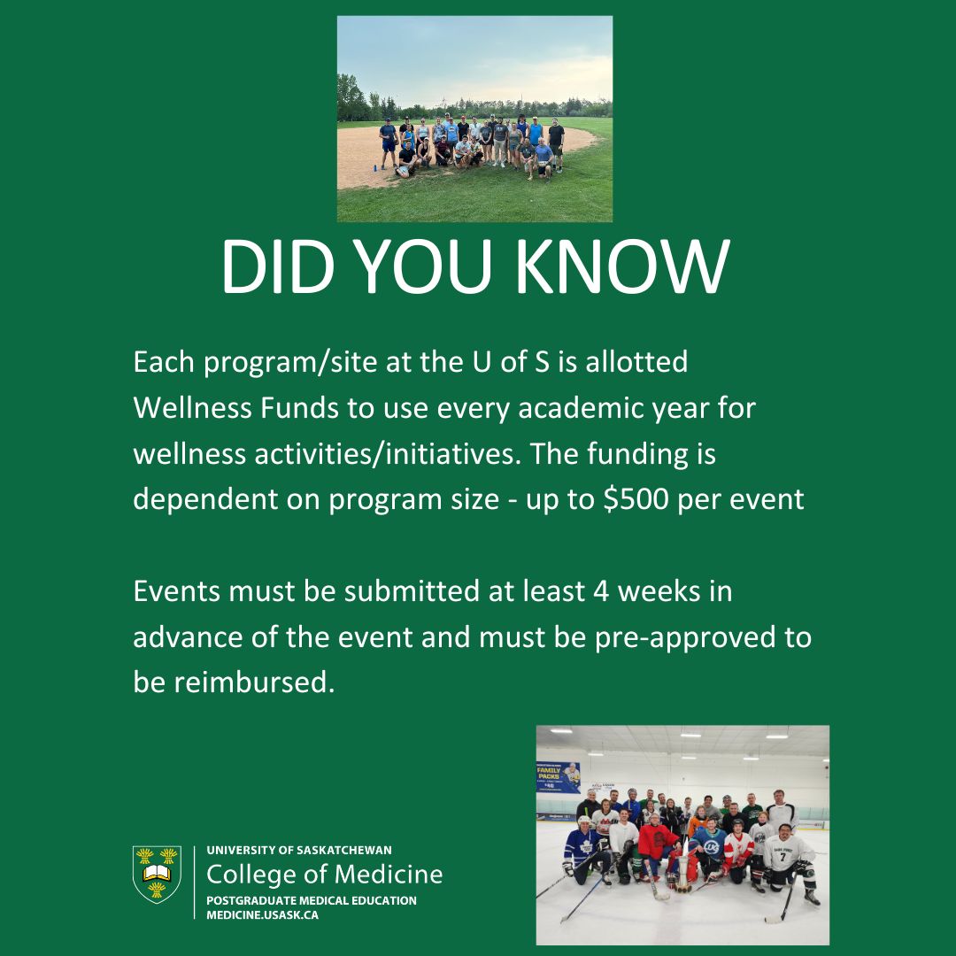 USASK_PGME's tweet photo. PGME Wellness Event Funding Available!

Looking to host a fun and engaging event for your program? Program size-dependent funding is available each academic year — up to $500 per event!

Access the PGME Wellness Event Funding Request Form from the link in our bio. https://t.co/PG6pFowr4G