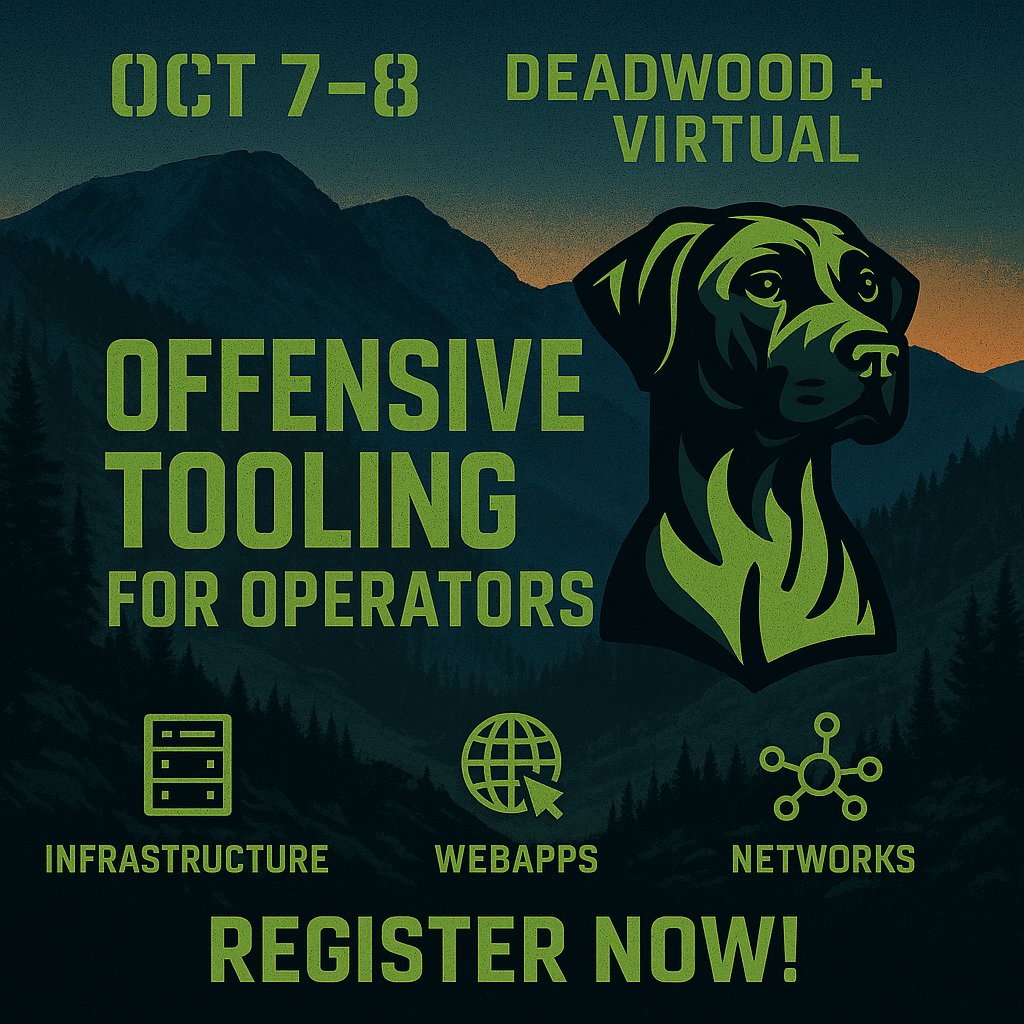 RidgebackSec's tweet image. Tooling is easy.
Operating is hard.
Come get your hands dirty.
🔗 ridgebackinfosec.com/events/#wwhf-d…
#RedTeam #Pentesting #OffSec #CyberSecurityTraining