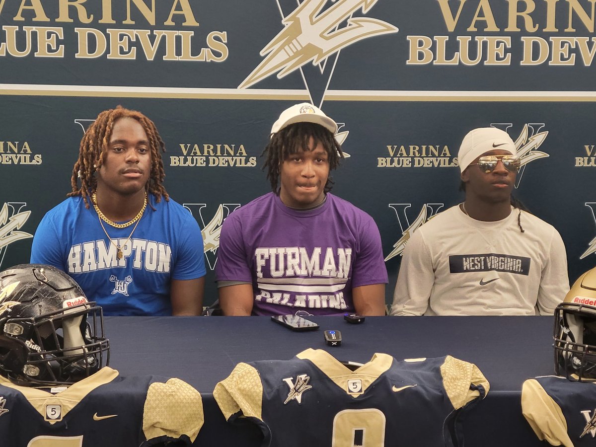 A trio of Varina Blue Devils from the Class of 2026 reveal their college choices:

Michael Farley Jr. - Hampton University 

Braylon Hood - Furman

SirPaul Cheeks - West Virginia

More later from Danny Lewis on VaPreps.