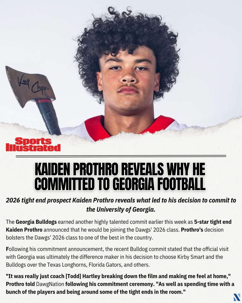 TheNetworkAdvsr's tweet image. Kaiden Prothro is making HEADLINES 🚨
Following his commitment to @GeorgiaFootball on Saturday, July 12th, @ProthroKaiden has been making major headlines with features in @espn @SInow, @On3sports, @DawgNation, @BleacherReport and more! 🔥