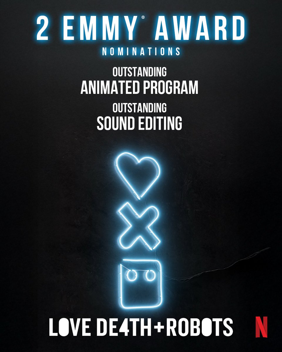 3 Creative Arts Emmy noms! 

Congrats to Secret Level and LDR teams for the well-deserved recognition. 

Outstanding Animated Program
Love, Death + Robots "Spider Rose"

Outstanding Sound Editing For An Animated Program
Secret Level "Warhammer"
Love, Death + Robots "400 Boys"