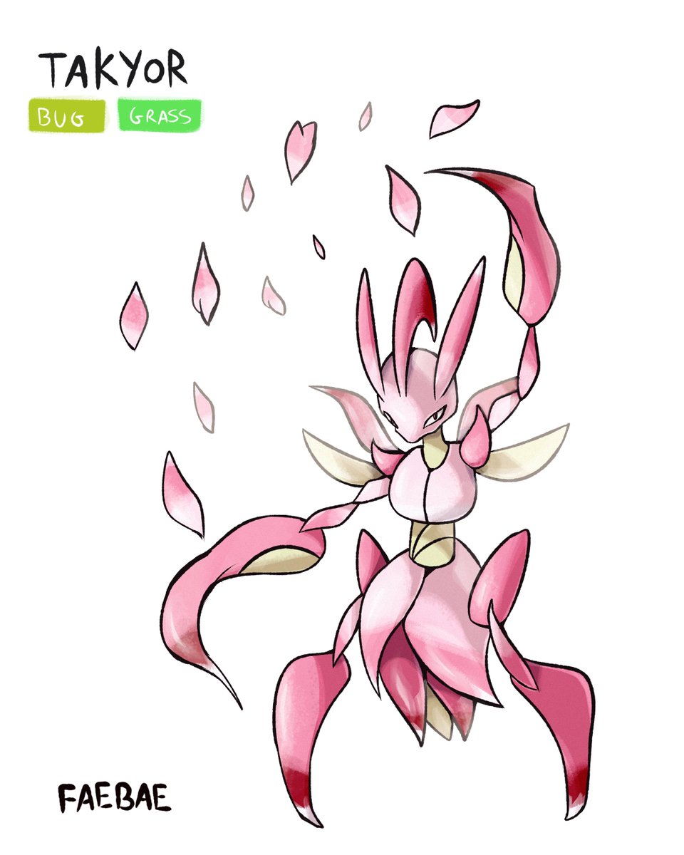 baefakemon's tweet image. New Scyther Evolution!
Takyor (Tachi + Razor, like scizor, kleavor) is inspired by orchid mantis and tachi, a blade. Also, she evolves being female + using dawn stone. Now we have the rock, paper , scissors for scyther evolutions lol xD
if you wanna use this design, DM me :)