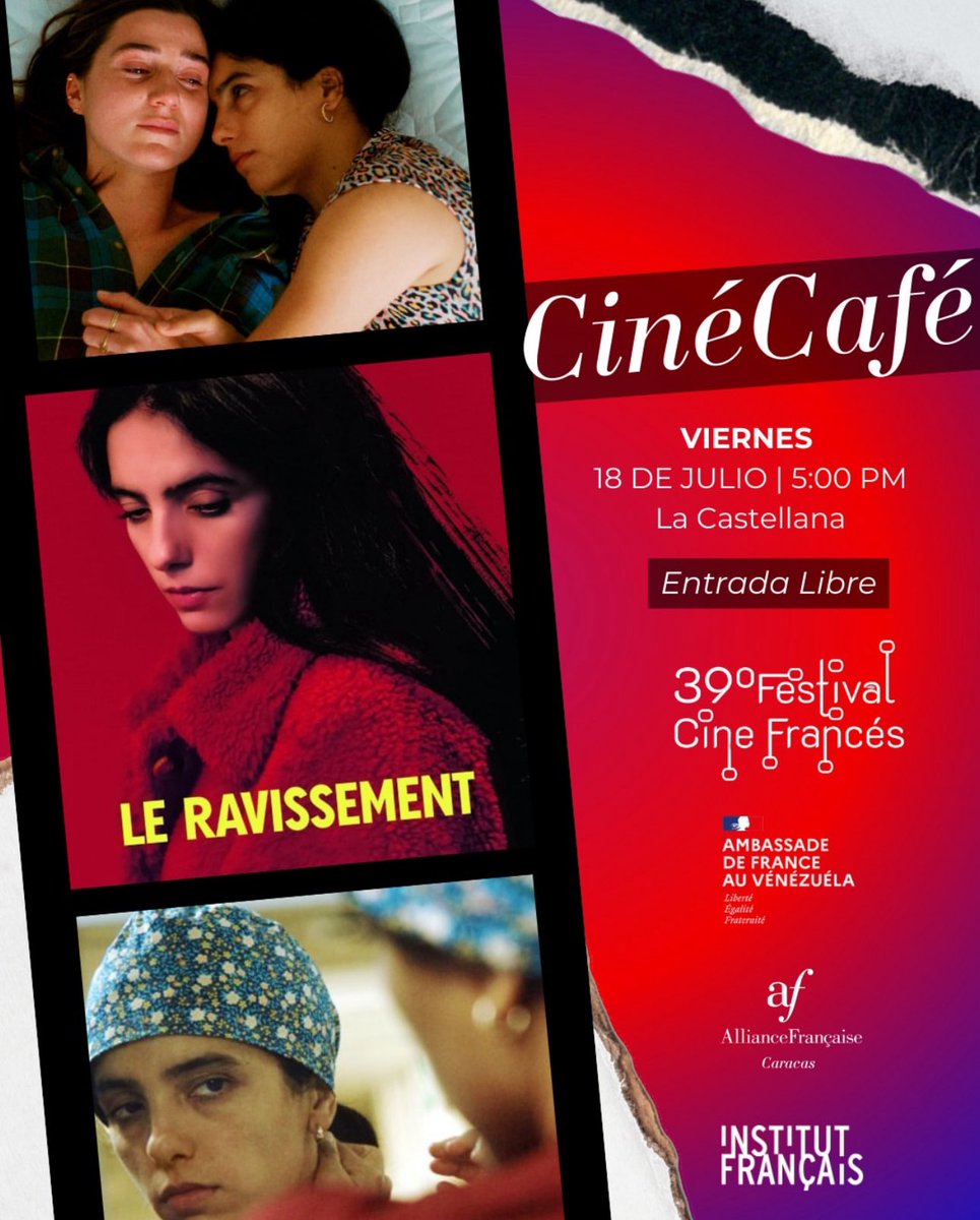 🎬✨ #CinéCafé | 39° Festival de Cine Francés. Te invitamos a disfrutar de «Le Ravissement» de Iris Kaltenbäck. 

📅 Viernes 18 de julio 
🕓 5:00 p.m. 
📍Alianza francesa, La Castellana. 
🎟️ Entrada libre.

🎞️ Descubre esta cinta en 🇫🇷 con subtítulos en español. 

¡Te esperamos!