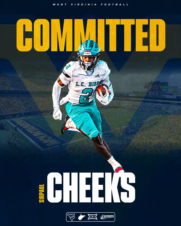2026 electric RB SirPaul Cheeks has announced his commitment to #WVU.

BREAKING LINK: gowvu.us/kcx