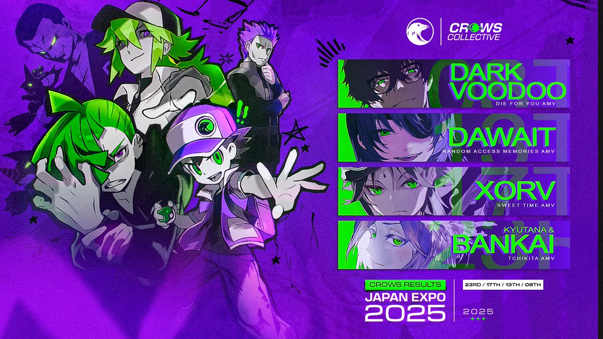 A bit late on this, but huge congrats to our editors that placed in the Japan Expo 2025 AMV Contest!
🏅 8th – <a href="/TheDarkVoodoo/">DARKVD</a> 
🏅 13th – <a href="/DaWaitNiggi/">DaWait</a> 
🏅 17th – Xorv
🏅 23rd – <a href="/ShinobiBankai/">Bankai</a> &amp; <a href="/Kyukyutana/">Kyutana</a> 

We’re incredibly proud of their hard work &amp; thanks for hosting <a href="/AMVFrance/">AMV-France</a>