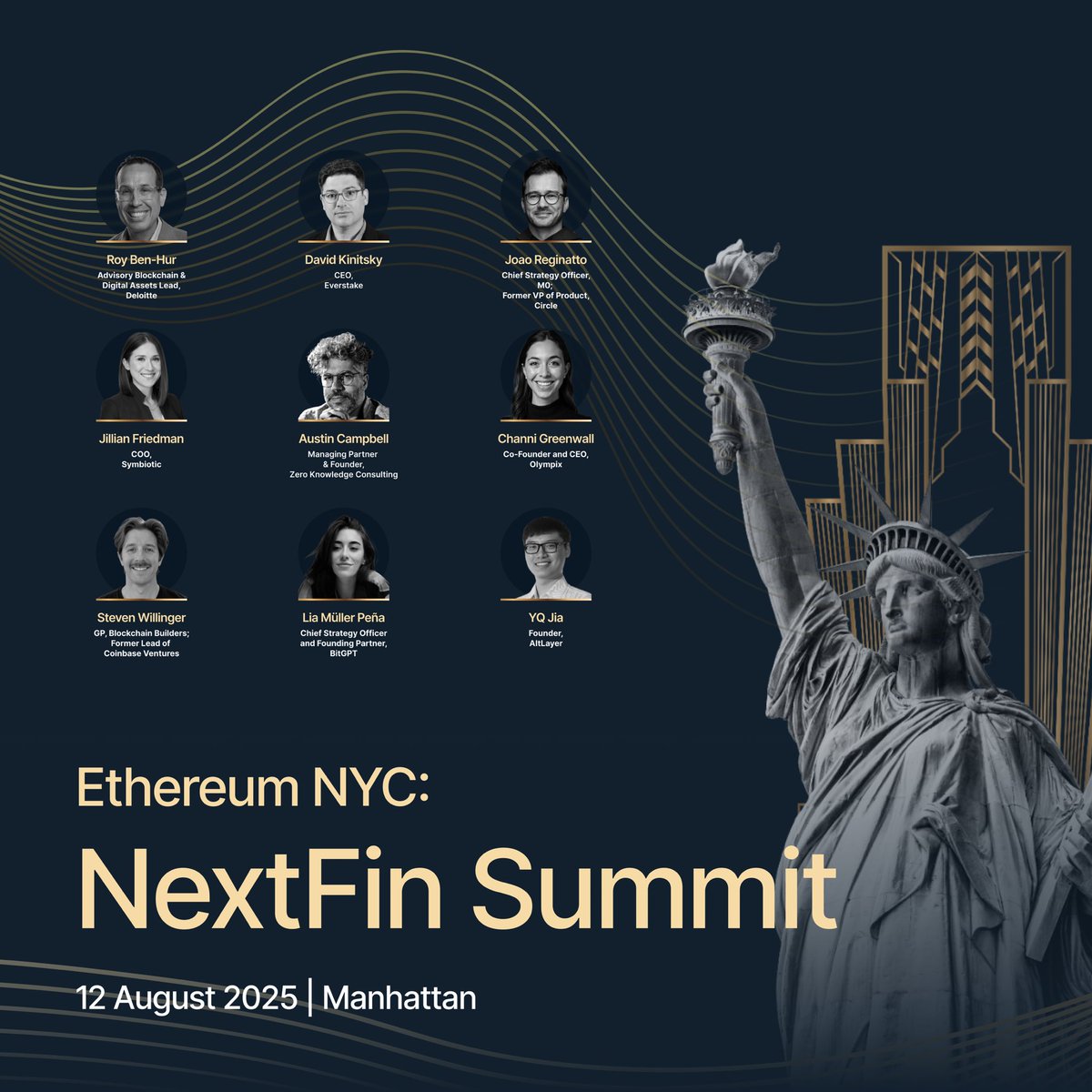 desilvaneil's tweet image. The Ethereum NYC: NextFin Summit is taking place on August 12th as the flagship event of @Ethereum's week-long builders conference.
I’m pleased to partner with the @Ethereum Foundation
and Blockchain Builders to curate and convene this dedicated day on institutional blockchain…