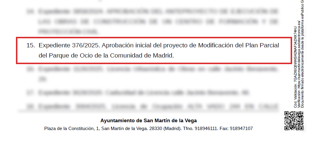🚨 Momento importante para el futuro de Parque Warner: el Ayuntamiento de San Martín de la Vega ha aprobado la modificación del Plan Parcial del Parque de Ocio, es el primer paso para que se pueda dar la posibilidad de construir un hotel