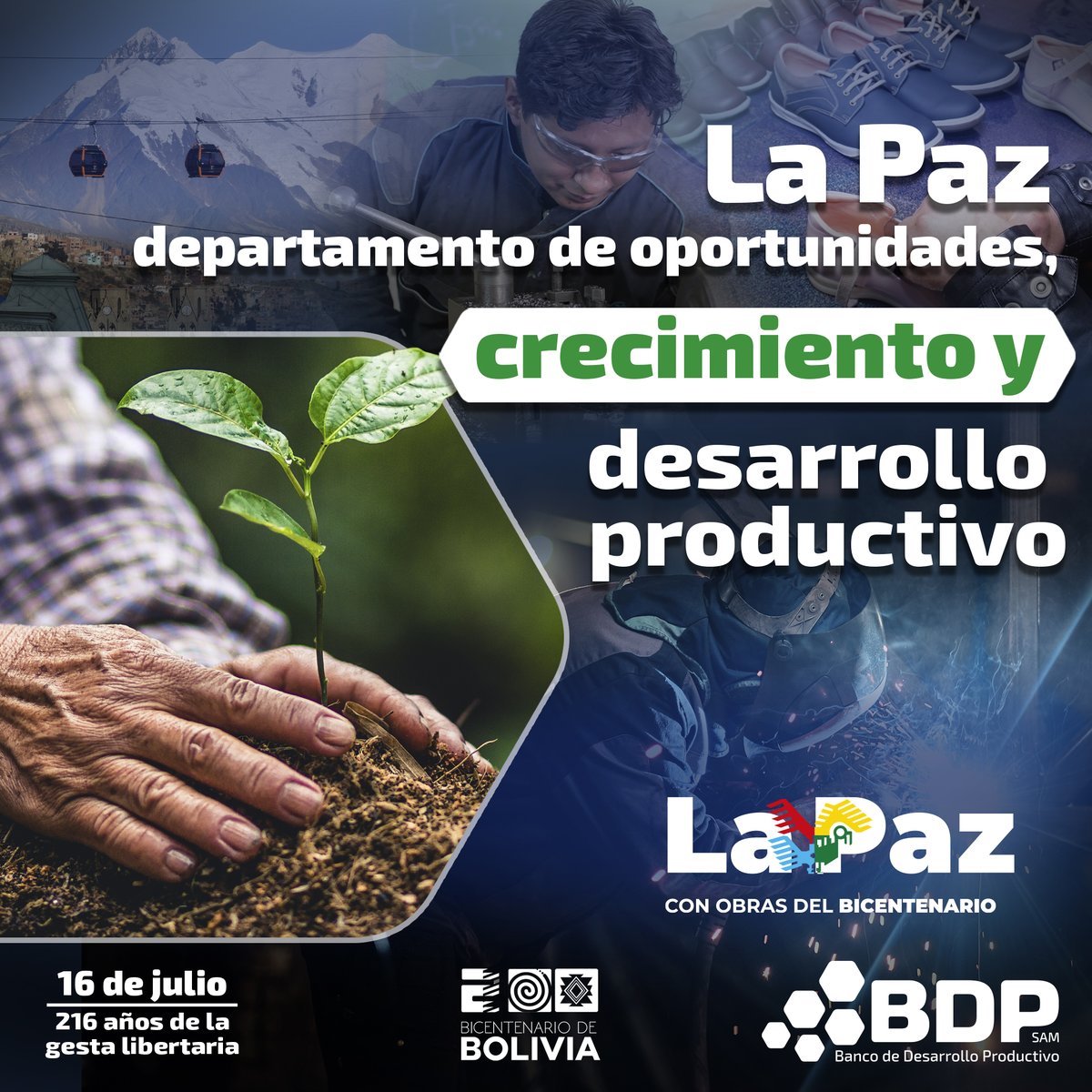 #SalutaciónBDPsam | Desde sus alturas, La Paz impulsa el futuro de Bolivia con visión y esfuerzo 💪

¡Felicidades, La Paz! 🥳

#UnidosRumboAlBicentenario