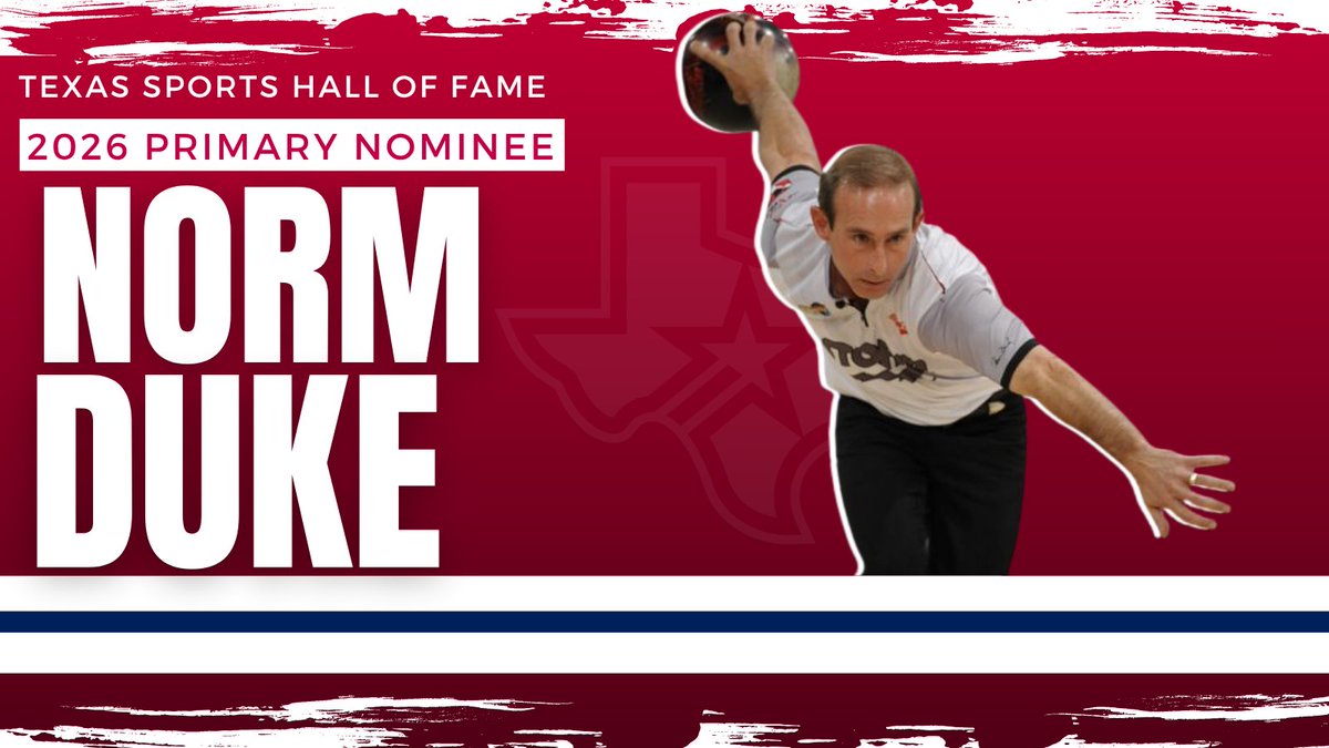 TXSportsHOF's tweet image. 2026 #TSHOF Primary Nominee- Norm Duke 🎳
📍Mount Pleasant, TX
- 3rd in @PBATour Career Wins with 40
- 7 @PBATour Major Titles
- 6 wins on the PBA50 (Seniors Tour)
-2x PBA Player of the Year
- ONLY PBA player to win 3 majors in a row
🗳️To vote on July 16, become a…
