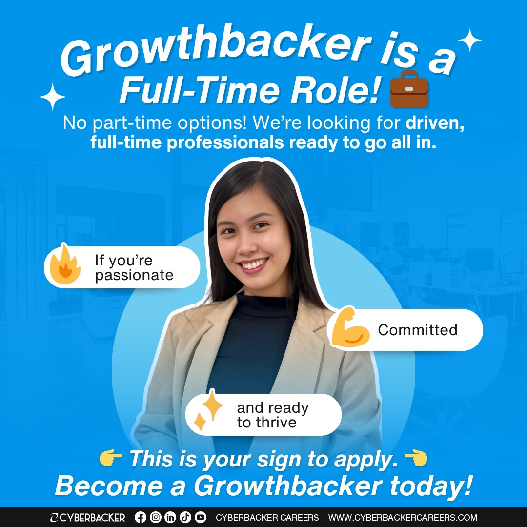 CyberbackerKr's tweet photo. Ready to Take Your Career Full-Time?

Become a Growthbacker at Cyberbacker! 💼

If you're passionate, committed, and ready to thrive, this is YOUR sign to go all in.

👉 Apply today at https://t.co/t9vJyY1uTD https://t.co/mwHqFUexfN