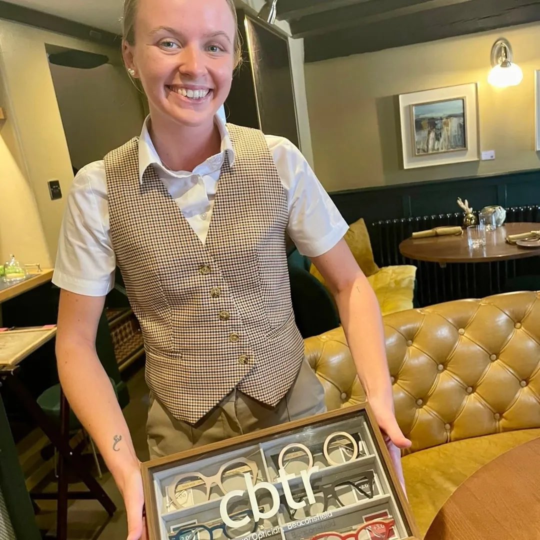 daniel__crump's tweet photo. To make sure you all have the best possible experience, we want to make sure everyone can freely peruse our brilliant menus so we’ve partnered with our local, sustainable luxury opticians #cbtropticians so if you forget your glasses, we have you covered #greyhoundbeaconsfield https://t.co/rRzGGBF2F1