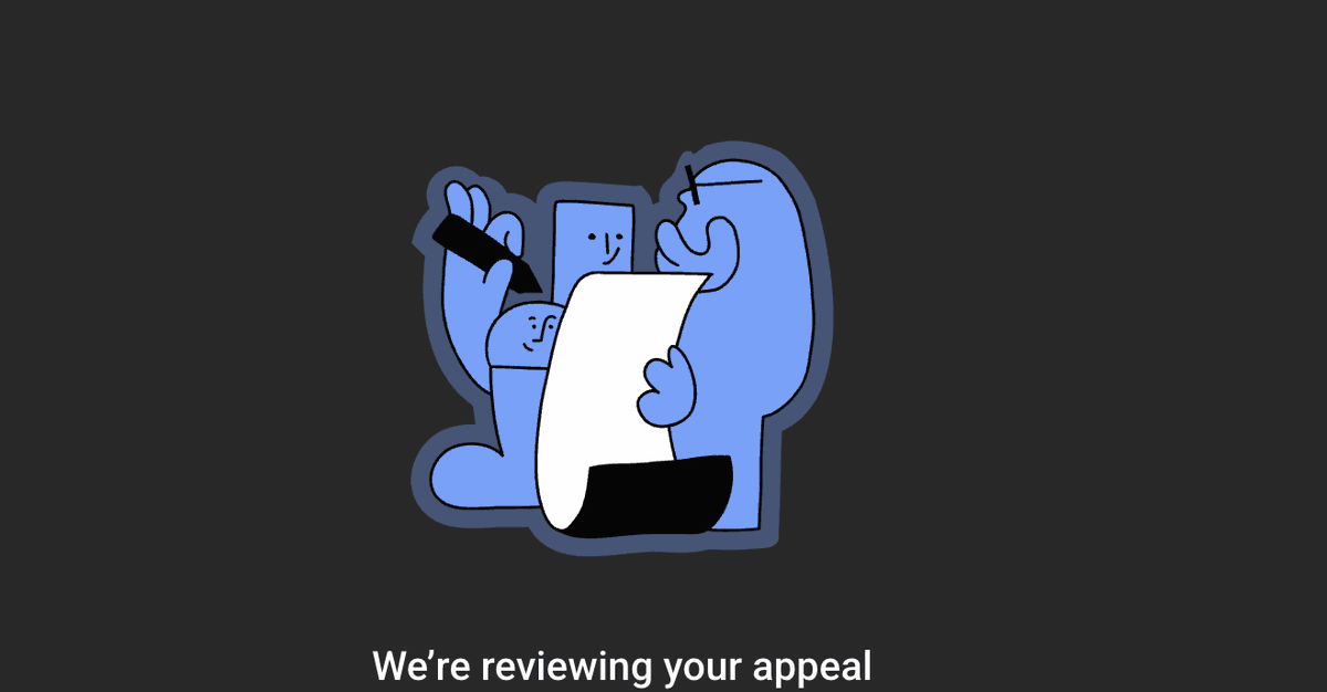 Lowcapz_'s tweet photo. @defnotchiefYTA Happened to me. I appealed a month ago and they just never answered the appeal lol https://t.co/fKmtUwO3Pr