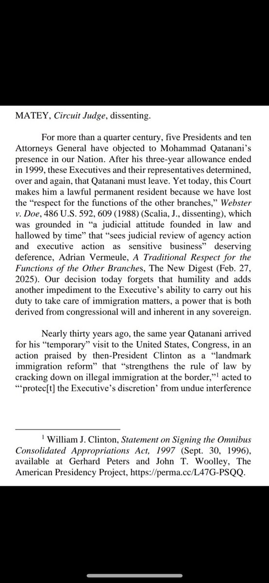 We over at the <a href="/thenewdigest/">The New Digest</a> are celebrating a big milestone today. 

It is our first citation by a Federal Court, this time in a dissenting opinion by Judge Matey of the Third Circuit ⬇️ 

Congrats to <a href="/Vermeullarmine/">Adrian Vermeule</a>!