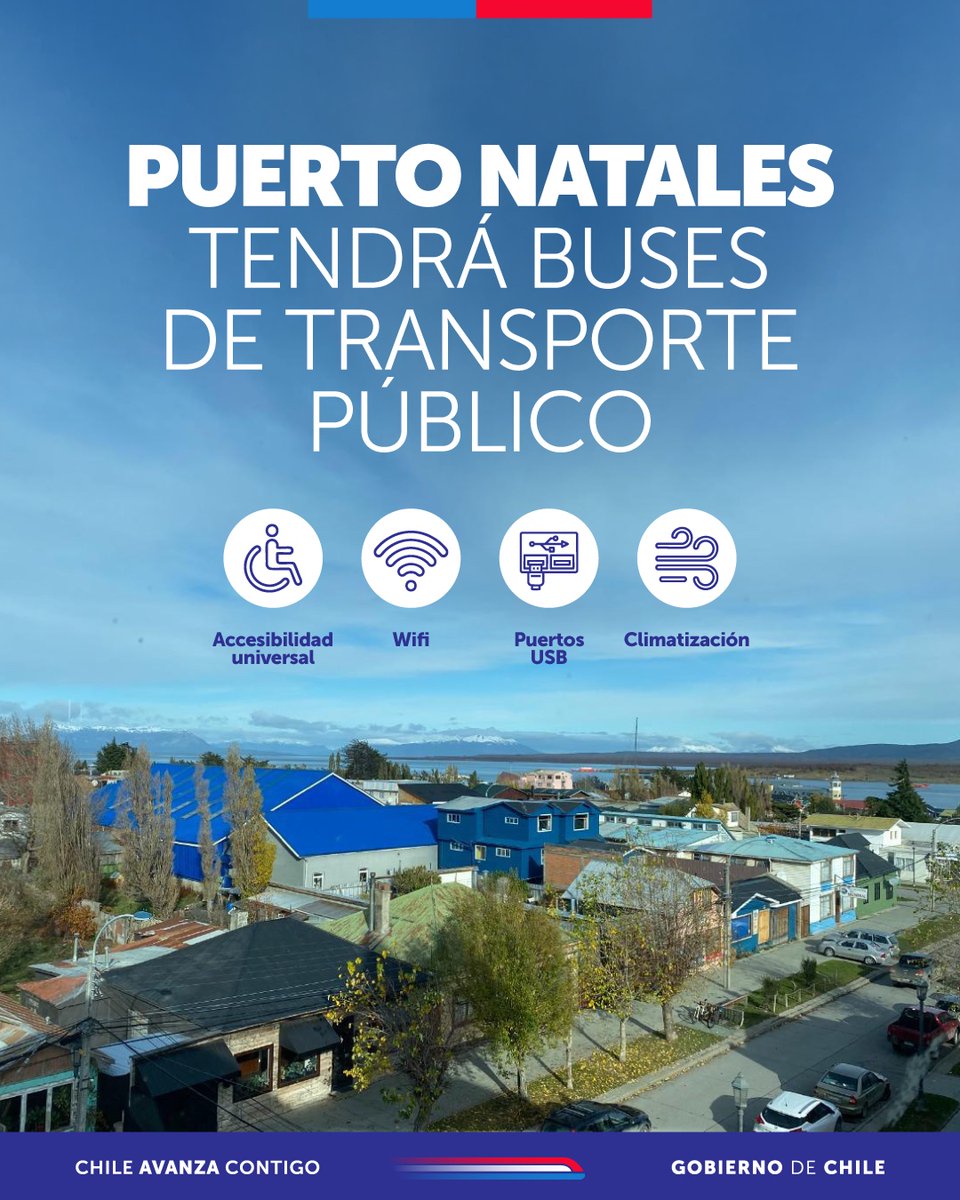 Abrimos un histórico concurso público para implementar el primer servicio de buses urbanos de Puerto Natales🚏🚌, que mejorará la conectividad y calidad de vida de las personas mediante una flota de alto estándar.

Conoce las bases y plazos del proceso en:
tinyurl.com/yletyeu3