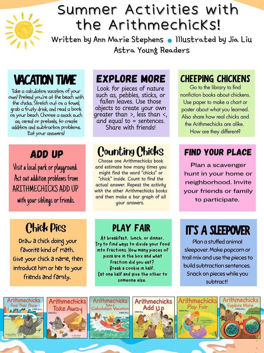 Ann Marie Stephens (@amstephens_) on Twitter photo Free summer fun ideas for the kids! 🐥⭐️ #jialiu <a href="/astrakidsbooks/">Astra Books for Young Readers</a> #stem #math #FamilyFun #SummerFun #kidlit #summerschool Free summer fun ideas for the kids! 🐥⭐️ #jialiu <a href="/astrakidsbooks/">Astra Books for Young Readers</a> #stem #math #FamilyFun #SummerFun #kidlit #summerschool