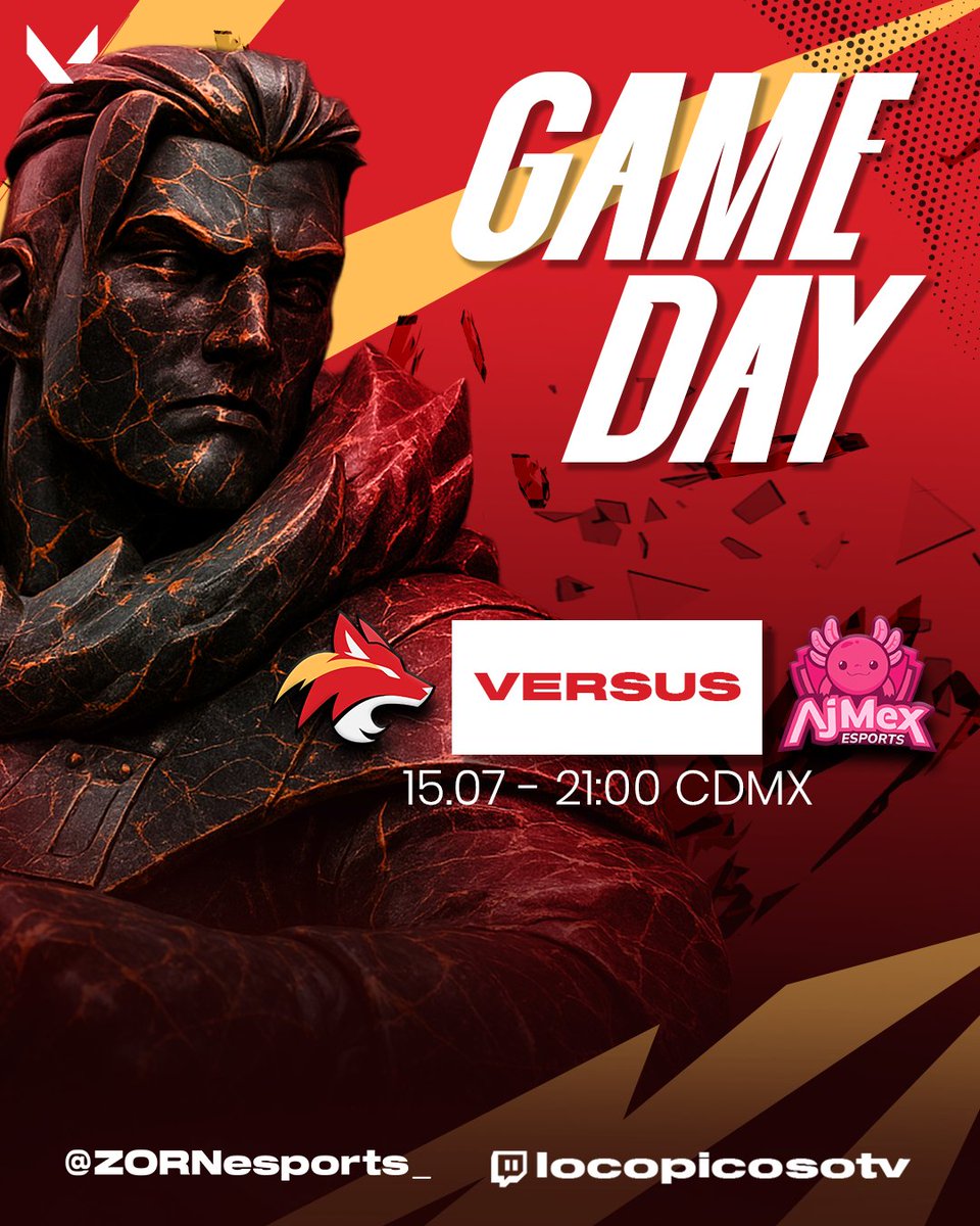 ZREsports_'s tweet photo. 🔴 ¡𝗛𝗢𝗬 𝗝𝗨𝗘𝗚𝗔 𝗭𝗢𝗥𝗡𝗘𝗦𝗣𝗢𝗥𝗧𝗦!🦊

Prepárate para una noche intensa de 𝙑𝘼𝙇𝙊𝙍𝘼𝙉𝙏 competitivo en la @Reverseleague_    ⚔️

🕘 21:00 hrs CDMX — 𝗭𝗢𝗥𝗡 𝗥𝗼𝘀𝘁𝗲𝗿 𝗔 vs @TeamAjmex 
💜Transmisión en vivo: https://t.co/gfUUXS45bU

🔥 ¡Una sola meta: 𝗗𝗢𝗠𝗜𝗡𝗔𝗥 𝗘𝗟 𝗦𝗘𝗥𝗩𝗜𝗗𝗢𝗥!

👀 𝗦𝗶́𝗴𝘂𝗲𝗻𝗼𝘀, 𝗰𝗼𝗺𝗲𝗻𝘁𝗮 𝘆 𝘂́𝗻𝗲𝘁𝗲 a la emoción usando el hashtag:#ZORNEnTop #furiazorn

#Valorant #ZornEsports #reverseleague #Gaming #EsportsMX #ValorantLatam #ZORN #ComunidadGamer #ValorantLATAM #valorantgame #VALORANT #RiotGames #VALORANTMasters #EsportsLatam #Esports #JuegaConEstilo #GoZORN