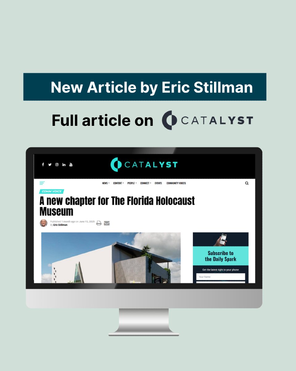 FLHolocaustMus's tweet image. “Holocaust education is not only a tool for preserving memory – it’s a call to action.”
– Eric B. Stillman, President & CEO of The Florida Holocaust Museum
In his first month at The FHM, Eric Stillman shares his heartfelt reflections on leadership, community, and our mission. As…