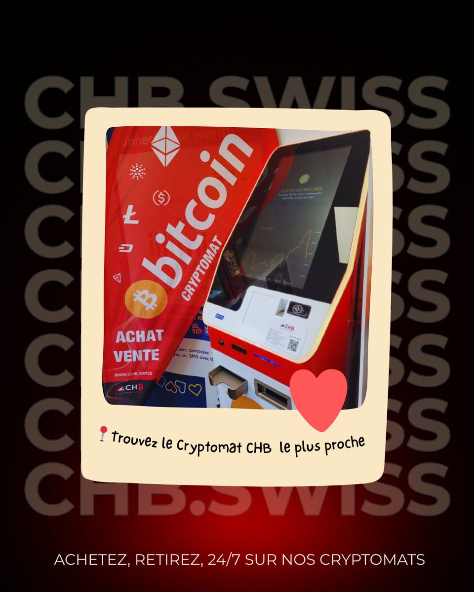 Trouvez le Cryptomat CHB le plus proche :

🗺️Carte des Cryptomats CHB  google.com/maps/d/u/1/edi…

Où voudriez-vous voir le prochain Cryptomat ? 
Dites-le-nous en commentaire !

#chbswiss