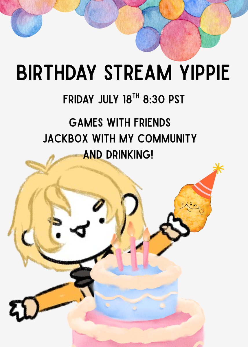 my birthday is actually the 17th but oopsie i wont be able to stream that day! I hope you come and hang out it will be a fun time