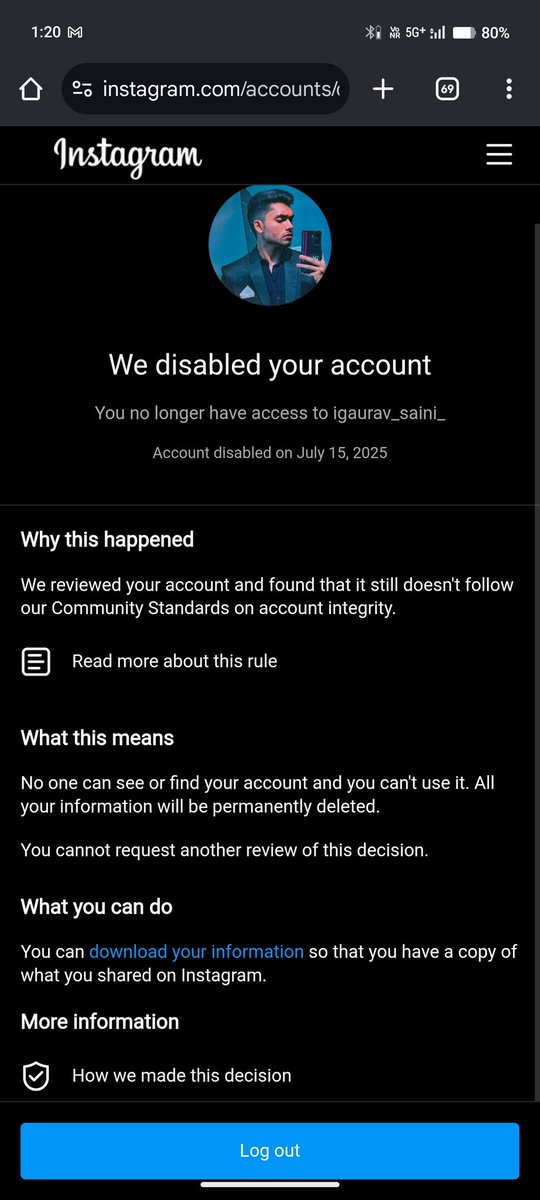 GauravSaini8014's tweet photo. @Instagram @Meta @MetaSupport
My account @igaurav_saini_ was disabled on July 15 due to a suspected account integrity issue. I believe this happened because I logged into multiple accounts on the same device/IP.I’ve already submitted an official appeal and emailed support https://t.co/Ex7qzuu5pf
