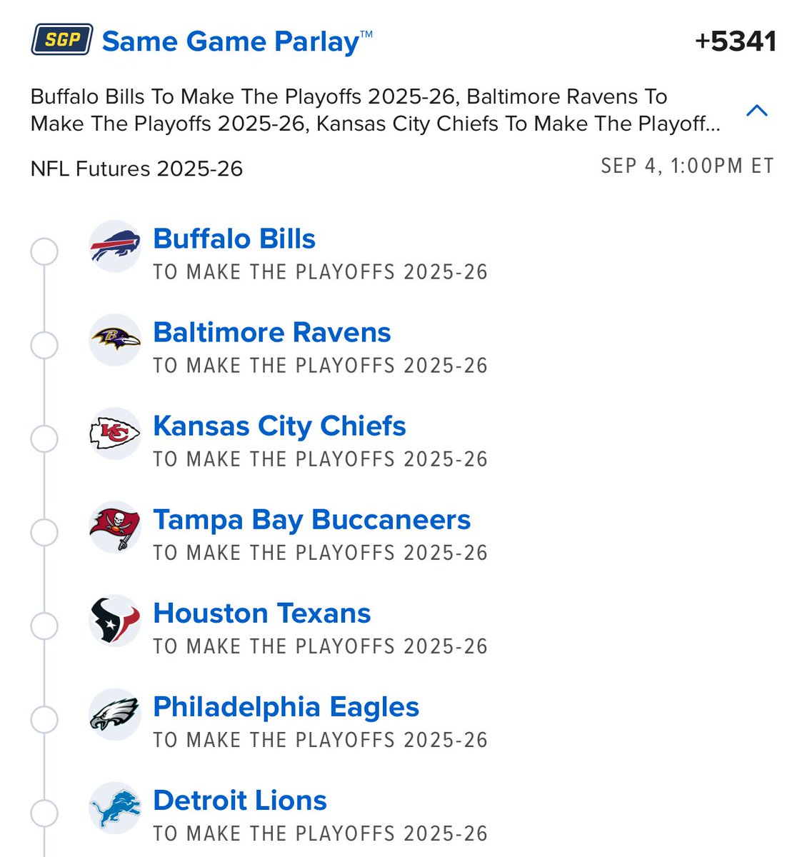 talkbets101's tweet image. $400 to win $21K+ on a 15-leg NFL playoff parlay.
Just remember where you saw it first.