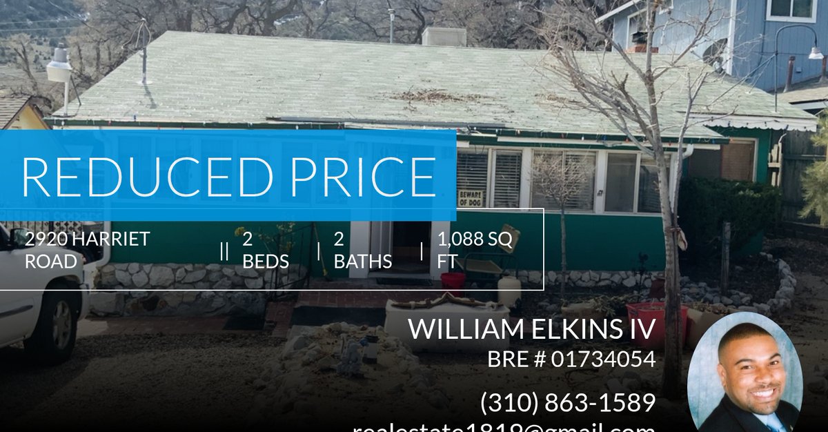 EstateFinest's tweet photo. 📍 Reduced Price 📍 This recently reduced home at 2920 Harriet Road in Frazier Park won't last long, so, don't wait to set up a showing! Reach out here or at (310) 863-1589 for more information!

William Elkins IV
Real Estate Broke... https://t.co/FcxtcSthlD https://t.co/NVlZbYpVEE
