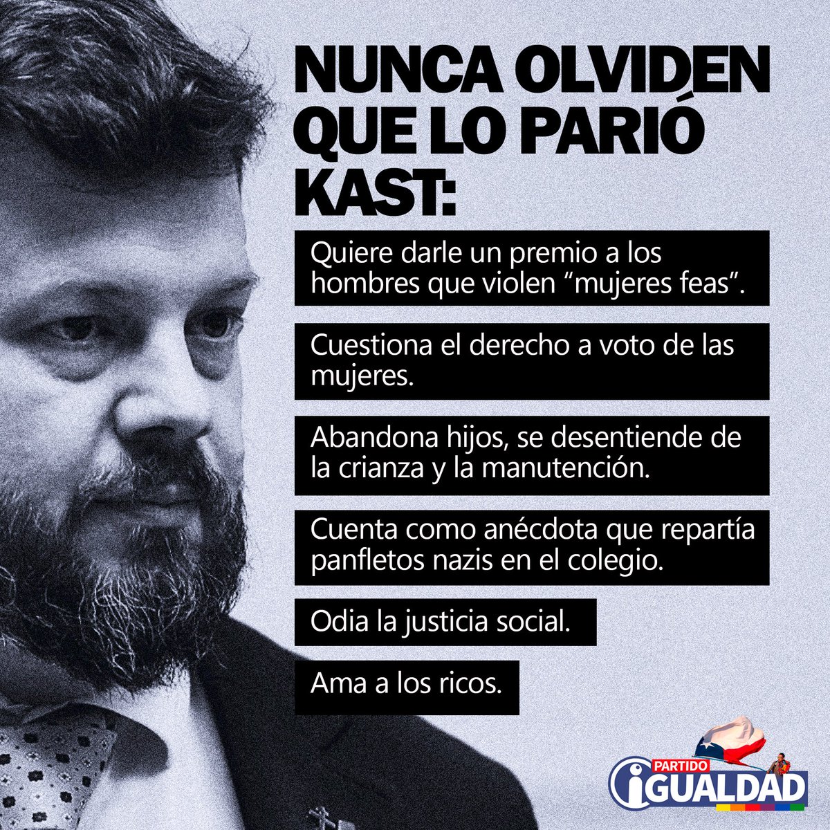 IgualdadPartido's tweet image. Nunca olviden que a esta criatura la parió Kast.