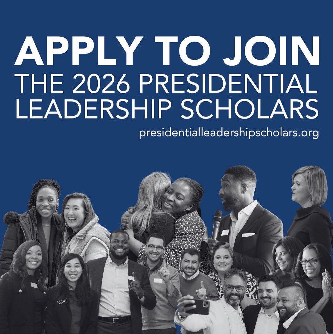 PLSprogram's tweet image. Apply to join the Presidential Leadership Scholars Class of 2026 ⭐️
All application materials to join this one-of-a-kind program are due by 11:59 p.m. CT on Sunday, July 20.
Learn more and apply:
presidentialleadershipscholars.org/apply/