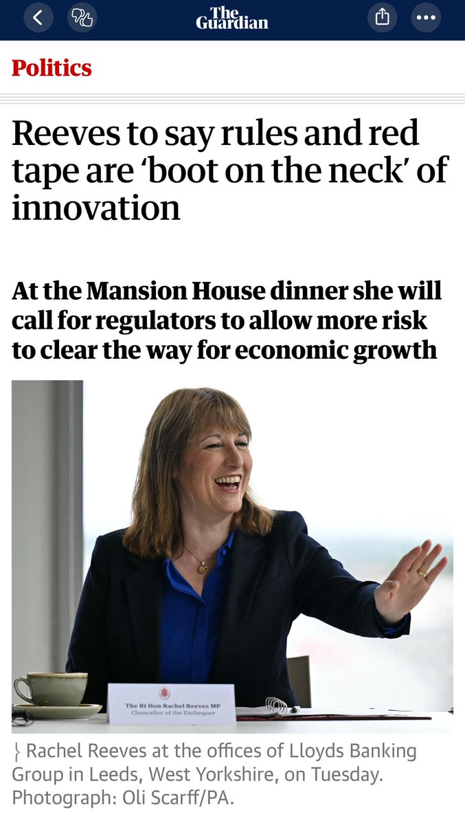 I think Reeves should find a better analogy…

This is the a bad reference, particularly with regard to regulation…