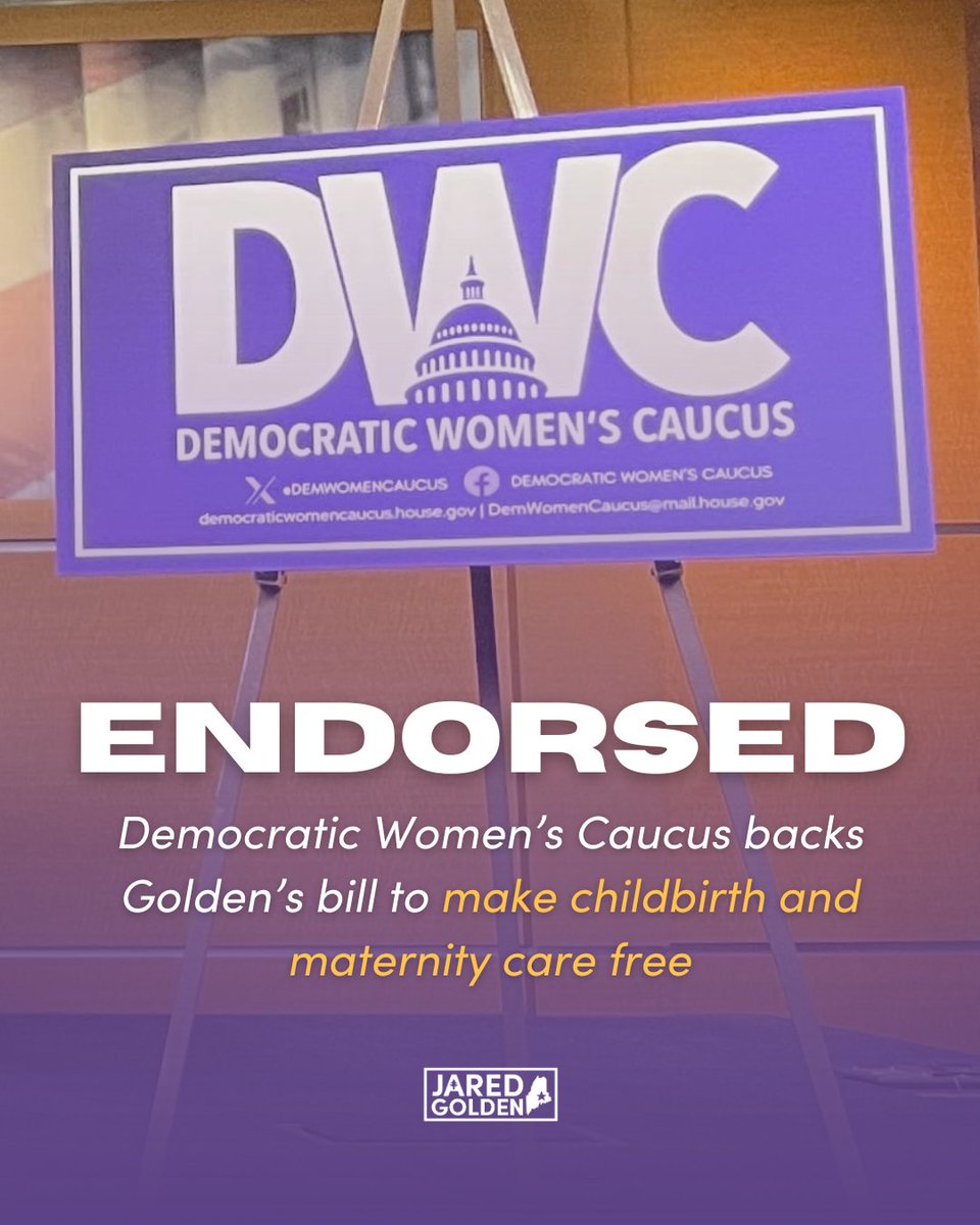 RepGolden's tweet image. The threat of enormous hospital bills shouldn’t be preventing people from starting the families they want.
Appreciate the @DemWomenCaucus throwing their weight behind my Supporting Healthy Moms and Babies Act, which would make childbirth and other maternity services free.