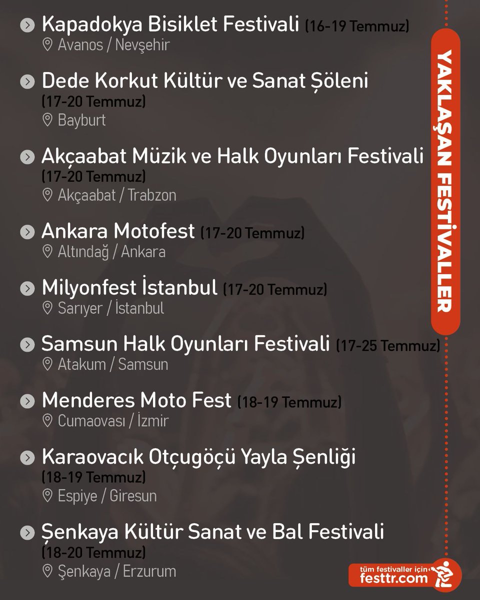 Yaklaşan festivallerin listesi 🗓️ Post'u faydalı bulduysan beğenmeyi unutma ❤️