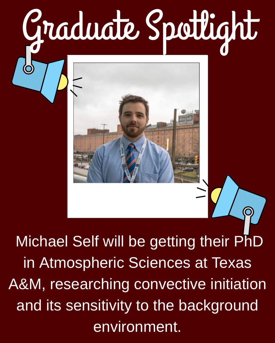 AMSBoSA's tweet image. Our next graduate spotlight brings us Michael! Michael graduated from the University of Florida with their *cough first ever* BS in meteorology! Michael will be attending grad school at Texas A&M! Congrats Michael, we are so excited to follow your new journey!