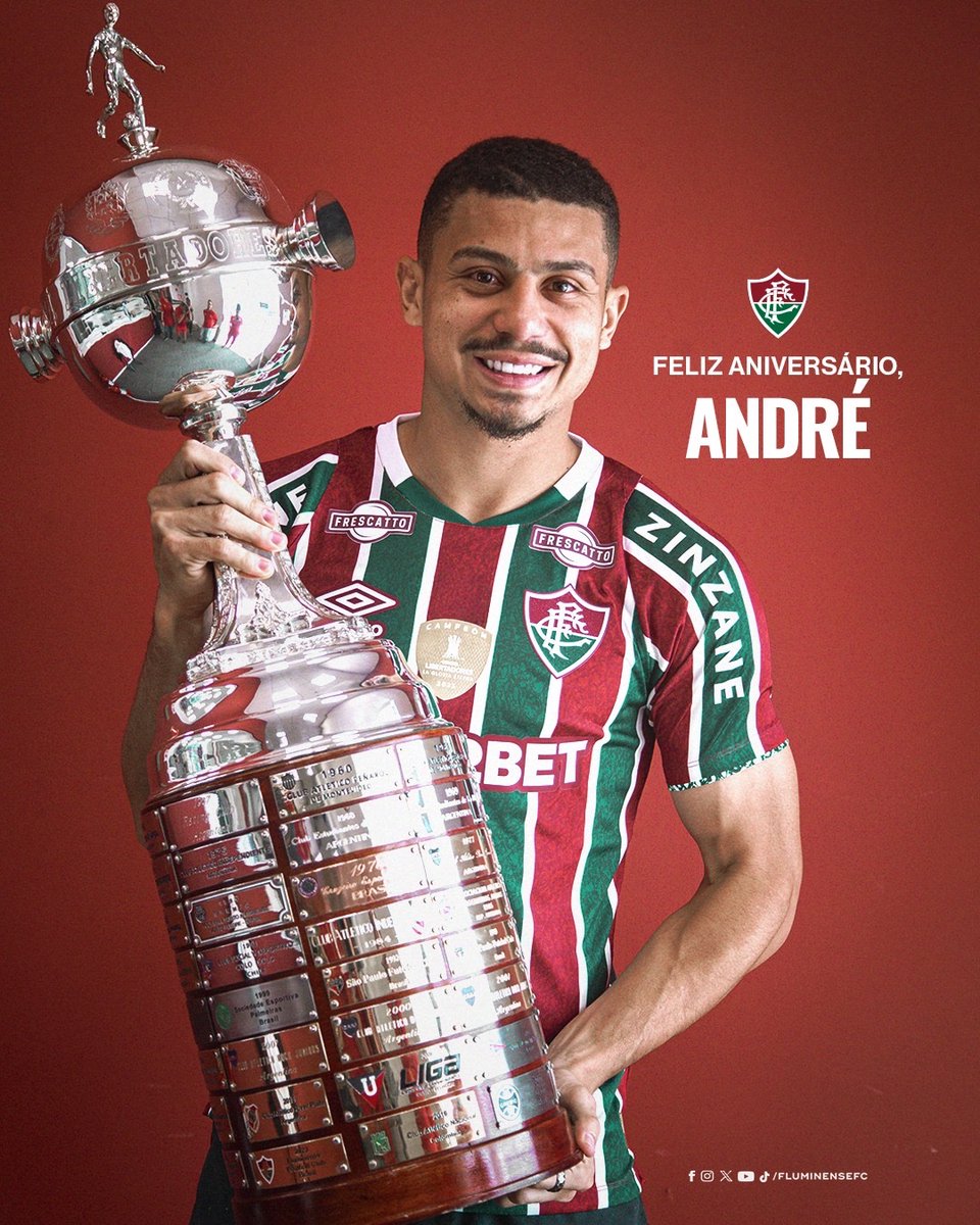 FluminenseFC's tweet image. Campeão da @LibertadoresBR, da @ConmebolRecopa, bicampeão carioca e o Melhor Volante do Brasil (mundo), o ídolo André faz aniversário nesta quarta-feira! Parabéns, #MlkDeXerém! ❤️💚