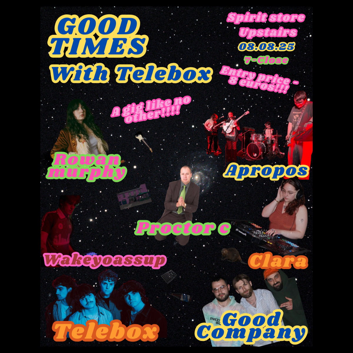 SpiritStore's tweet image. Good Times: The Best Gig Ever Fri Aug 8th
Tickets
spiritstore.ie/event.php?even…
Come hang out with us for a killer night of live music and awesome DJs.
We've got Telebox, Rowan Murphy, and Apropos playing live, plus special guest DJs Proctor C, Clara, Wakeyoassup, and Good Company.