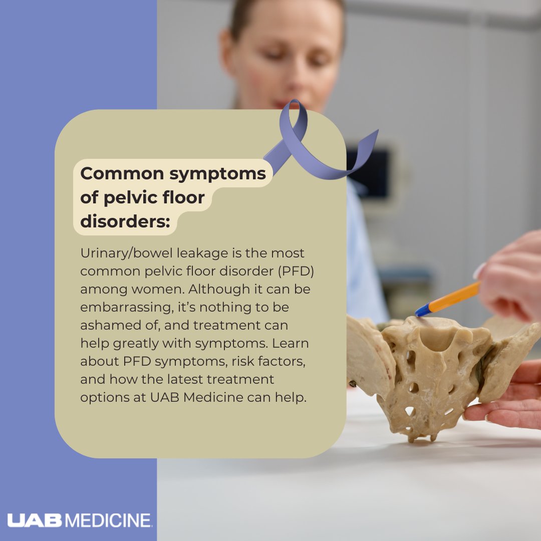 Urinary/bowel leakage is the most common #PelvicFloorDisorder (PFD) among women. Although it can be embarrassing, it’s nothing to be ashamed of, and treatment can help greatly with symptoms. Learn more about PFDs from UAB Medicine.

🔗 brnw.ch/21wUaE7