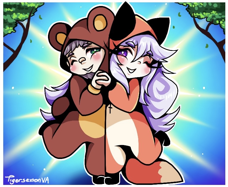 Some old art commissions I did for the wonderful team over at <a href="/hillsandmonster/">I Married a Monster on a Hill💜</a>!

These couples are too adorable In their little onesies, especially my Scarlett!! 🐯🧡