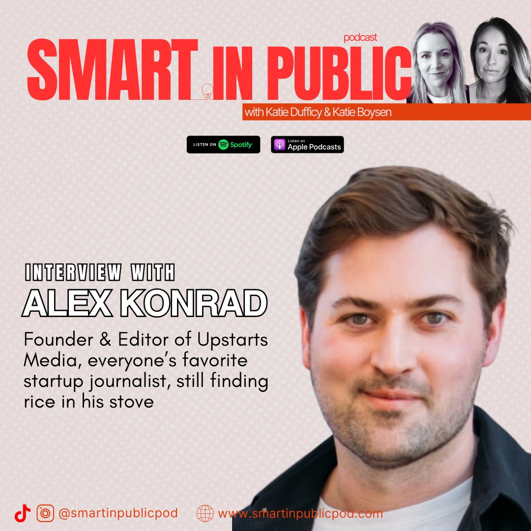 Alex Konrad (@alexrkonrad) on Twitter photo Had a blast talking about my recent humiliation with a bag of rice, what we're building at <a href="/UpstartsMediaCo/">Upstarts Media</a>, some tactical PR tips for founders and more on the Smart In Public podcast ep out today 📣
Apple Podcasts:
podcasts.apple.com/us/podcast/nav…
Spotify:
open.spotify.com/episode/7m2VQi… Had a blast talking about my recent humiliation with a bag of rice, what we're building at <a href="/UpstartsMediaCo/">Upstarts Media</a>, some tactical PR tips for founders and more on the Smart In Public podcast ep out today 📣
Apple Podcasts:
podcasts.apple.com/us/podcast/nav…
Spotify:
open.spotify.com/episode/7m2VQi…