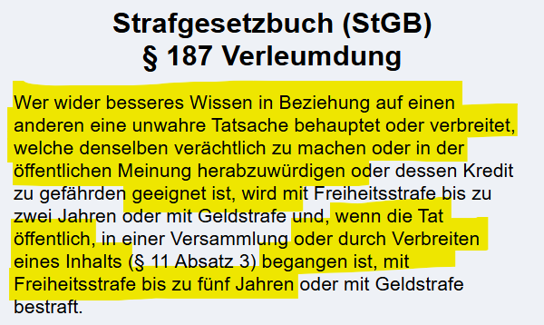 Zum Glück wird nun publik, dass sie verleumdet wurde.

Verleumdung - das vergessen viele Menschen wohl - ist ein Straftatbestand, für den man bis zu 5 Jahre Freiheitsstrafe erhalten kann.

Man sollte über die Aufhebung der Immunität einiger Abgeordneter nachdenken.