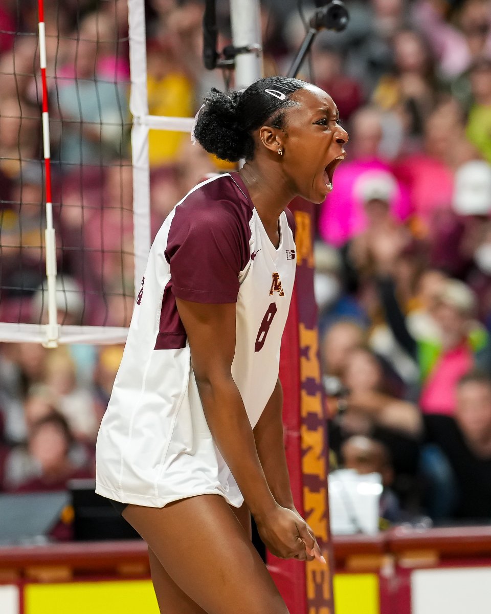 GopherVBall's tweet image. Who's ready for year 3️⃣ of Calissa Minatee?
The Kansas City, Mo., native took a big step forward in 2024, playing in all 32 matches, registering 1.52 kills and 0.98 blocks per set.