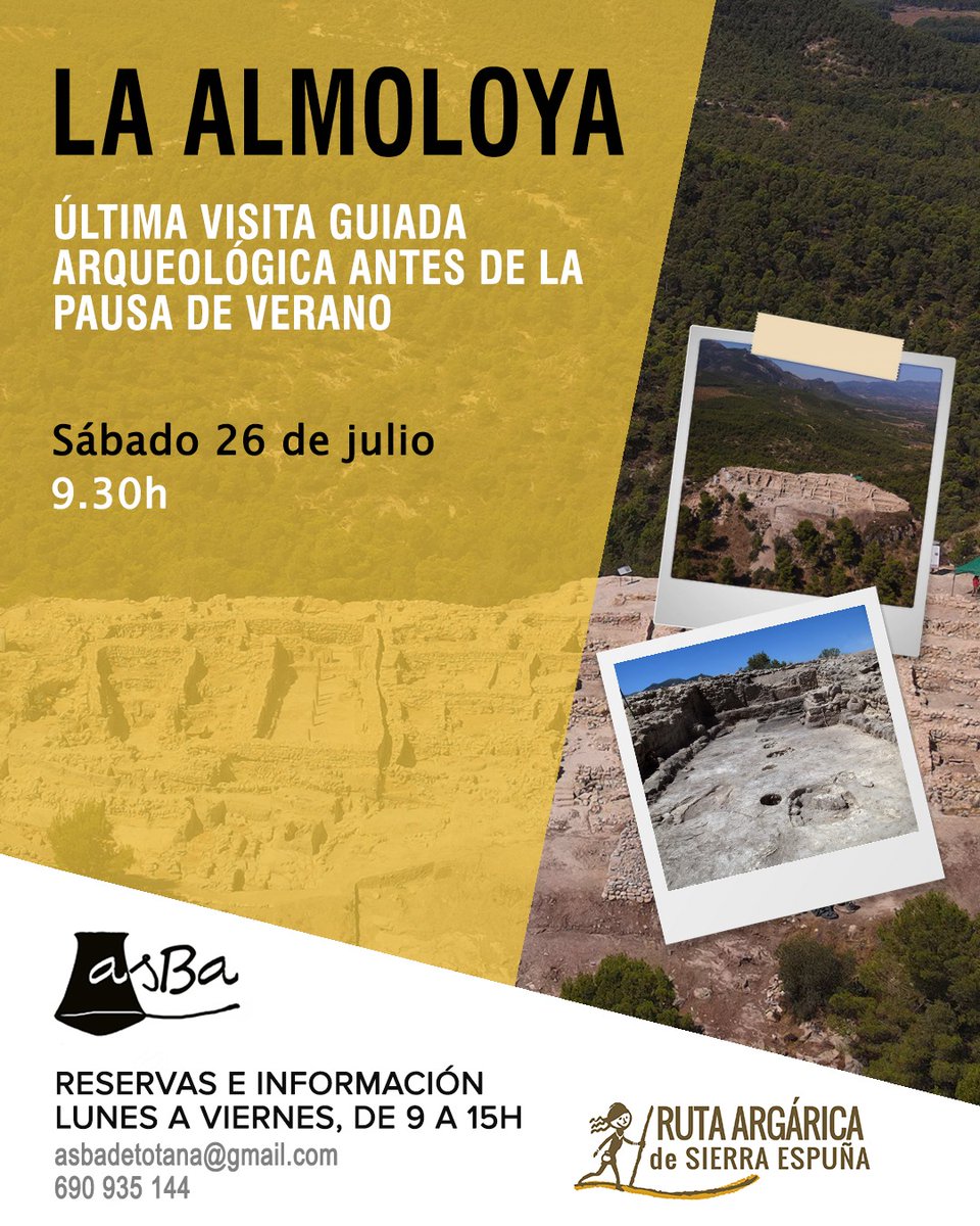 Última visita guiada de La Almoloya antes de la pausa del verano. ¡¡¡Ven y aprovecha para disfrutar de este maravilloso entorno, patrimonial y natural!!
