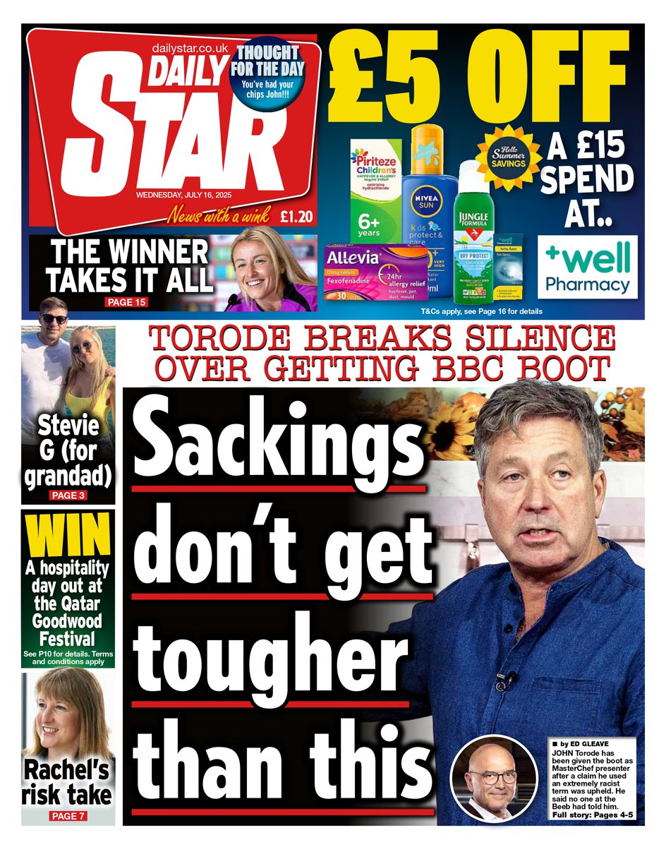 Wednesday's STAR: Sackings don't get tougher than this #TomorrowsPapersToday