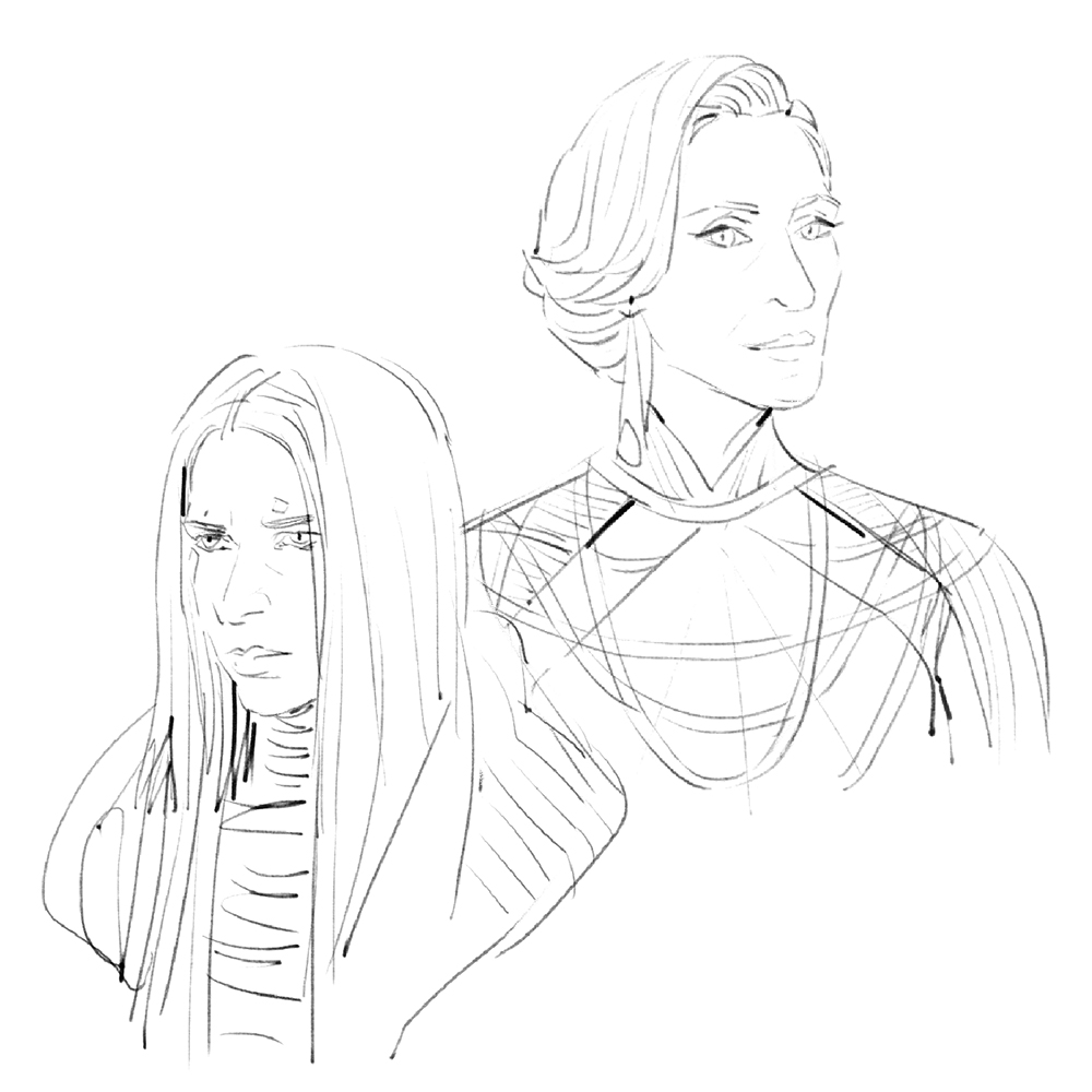 jennosaurs's tweet image. Andor sketches #cassianandor #dedrameero #cintakaz #velsartha #monmothma #kleyamarki #StarWars