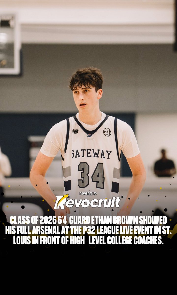 Revocruit's tweet image. Class of 2026 6’4” guard Ethan Brown out of Rolla Sr. High put his full game on display at the P32 League Live Event in St. Louis — with Illinois head coach Brad Underwood and several other high-level college coaches in attendance.