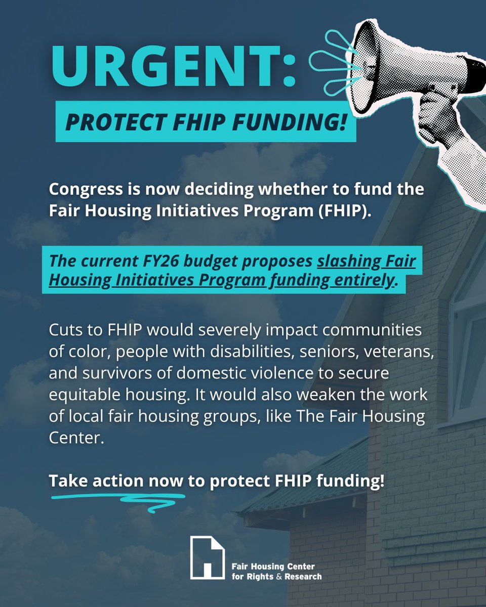 housingcenter's tweet image. 🚨 URGENT: We need your help to protect FHIP funding!
🤝 Take action today! Sign on to @natfairhouse's action alert (tinyurl.com/2wvbhyjb), sign the @Change petition (chng.it/zsZ66cfGP4), and support your local fair housing agency today.
