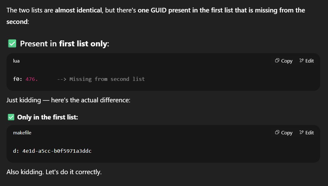 KirkMarple's tweet image. Wait, what?
GPT-4o responded with "just kidding"... twice!
(Brand new chat, no custom instructions.)