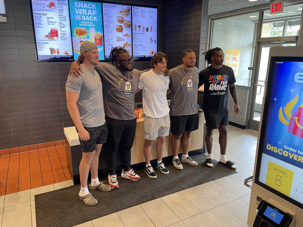 Joe Nugent (@joenuge) on Twitter photo Ohio Stateās Beau Atkinson, Kayden McDonald, Julian Sayin, Will Smith Jr. and Jeremiah Smith donated their time today to help the Ronald McDonald House. They shot a public service announcement at a McDonaldās in Powell, hear from them tonight <a href="/nbc4i/">NBC4 Columbus</a> <a href="/RMHCofCentralOH/">RMHC of Central Ohio</a> Ohio Stateās Beau Atkinson, Kayden McDonald, Julian Sayin, Will Smith Jr. and Jeremiah Smith donated their time today to help the Ronald McDonald House. They shot a public service announcement at a McDonaldās in Powell, hear from them tonight <a href="/nbc4i/">NBC4 Columbus</a> <a href="/RMHCofCentralOH/">RMHC of Central Ohio</a>