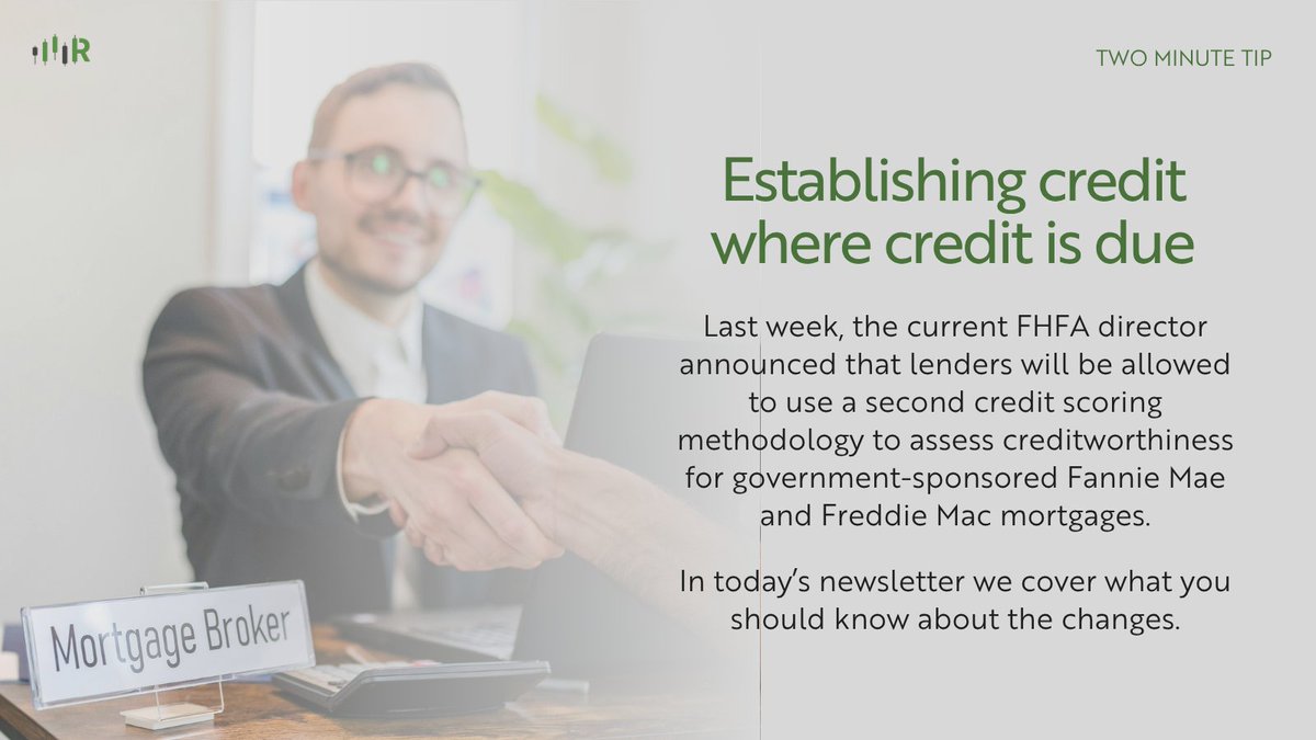 BizJournalism's tweet image. FICO Scores have been required to be used by Fannie Mae and Freddie Mac since the mid-1990s and are the most widely used type of credit score. But that doesn’t mean they are the only option.
Sign up for free to read more!
businessjournalism.org/2-minute-tips/
#TwoMinuteTip #BizJournalism