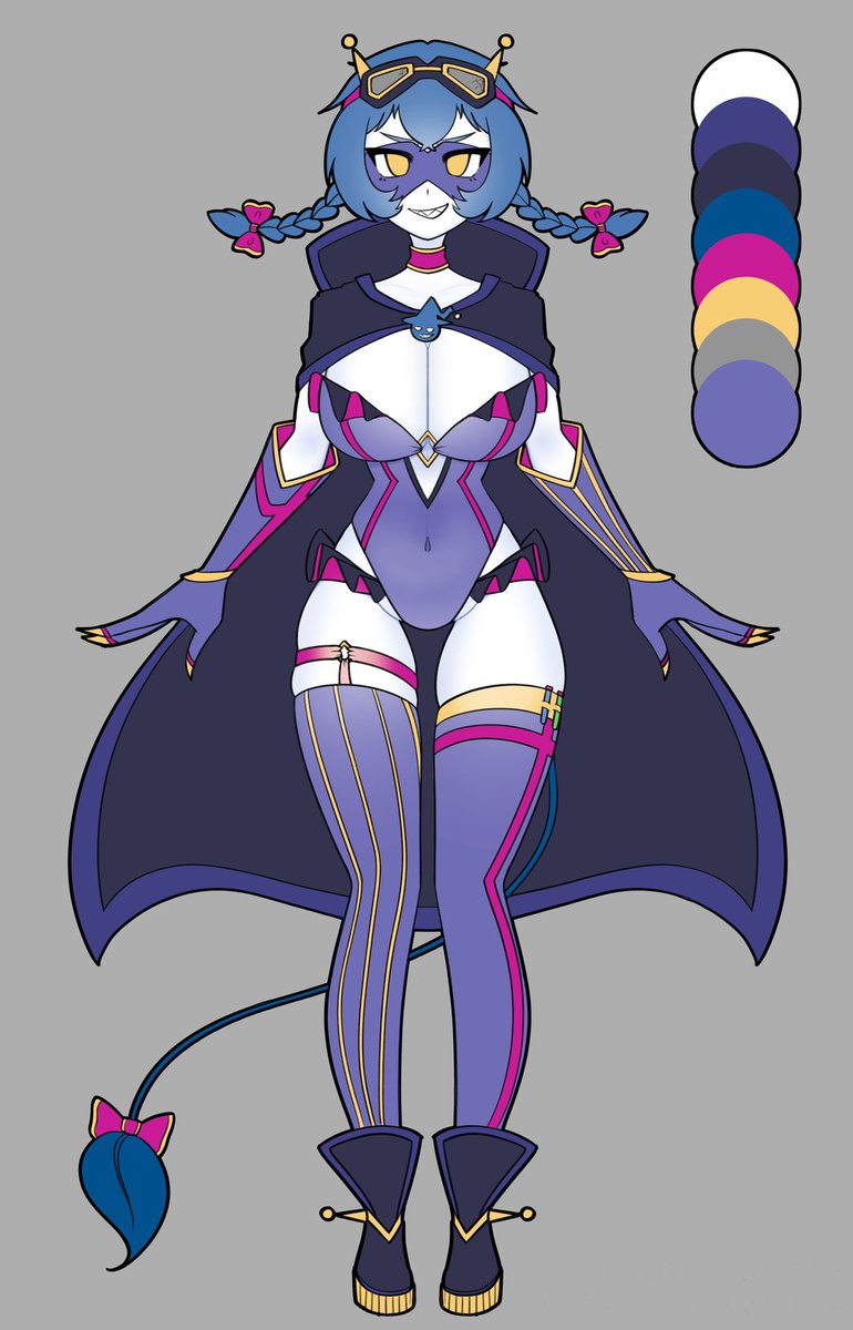 morgipan's tweet image. I had the honor of designing Yomi- sorry, Alchemical Romance’s villain costume! Please check out her amazing debut, it turned out amazing! #YomiQart 💙🧪